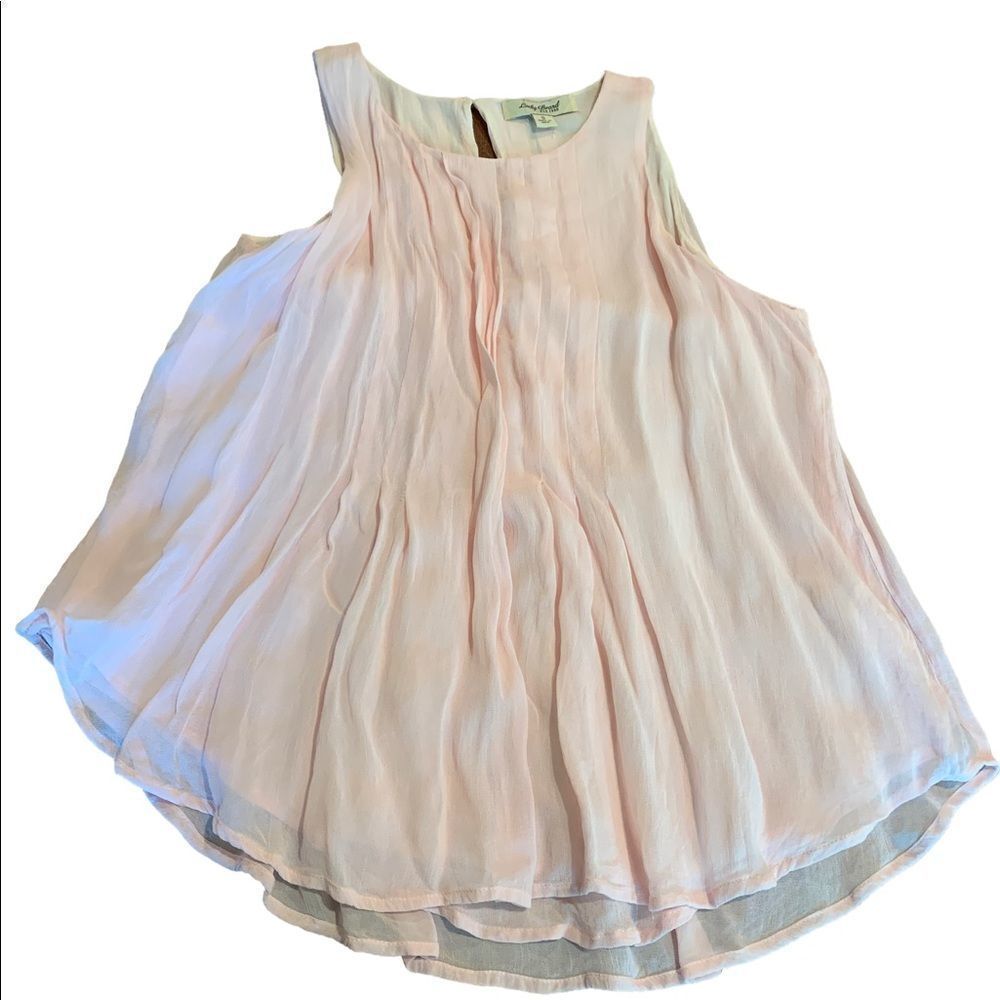 Lucky Brand Pale Pink Pleated Sleeveless Tank